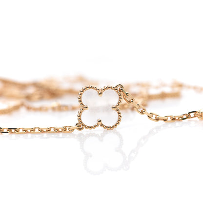Van Cleef & Arpels 18K Yellow Gold Rock Crystal 20 Motifs Vintage Alhambra Necklace 7 of 9