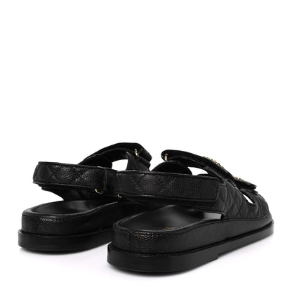 Chanel Grained Calfskin Velcro Dad Sandals 39 Black 5 of 10