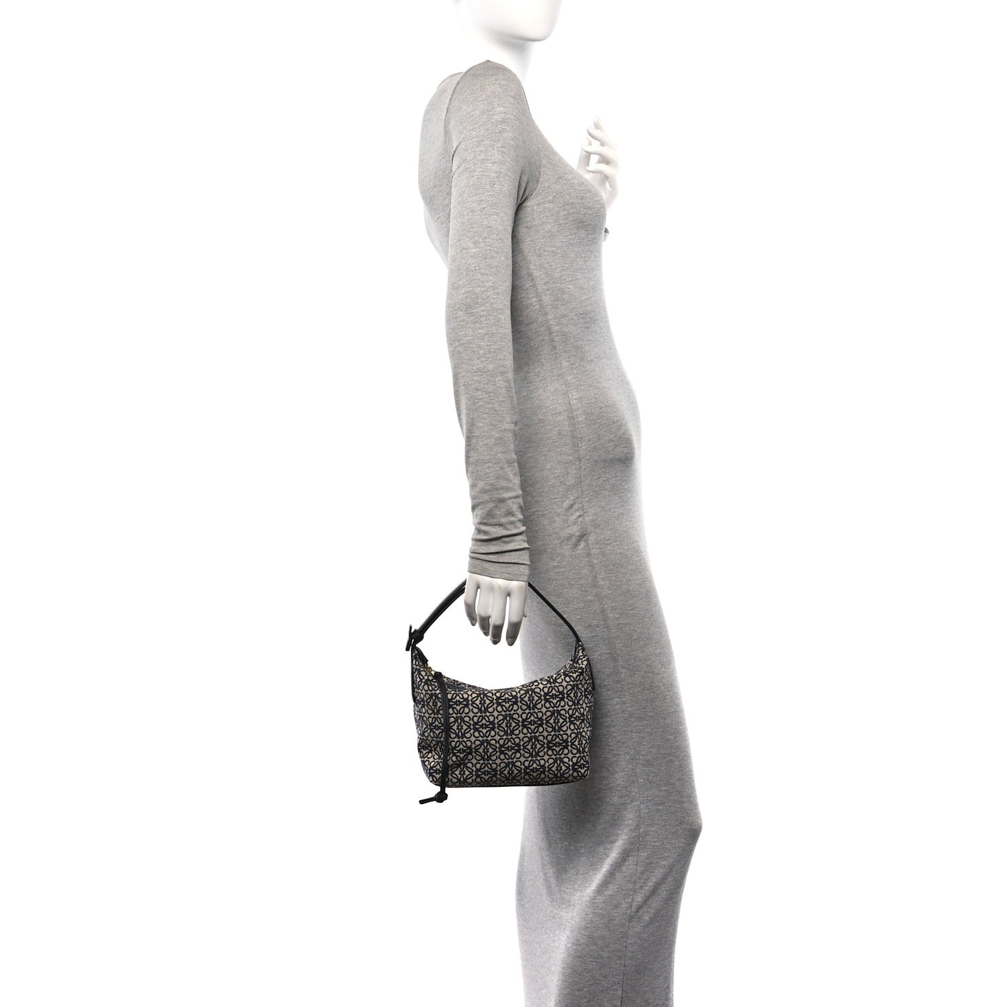 Jacquard Anagram Calfskin Small Cubi Bag Navy Black