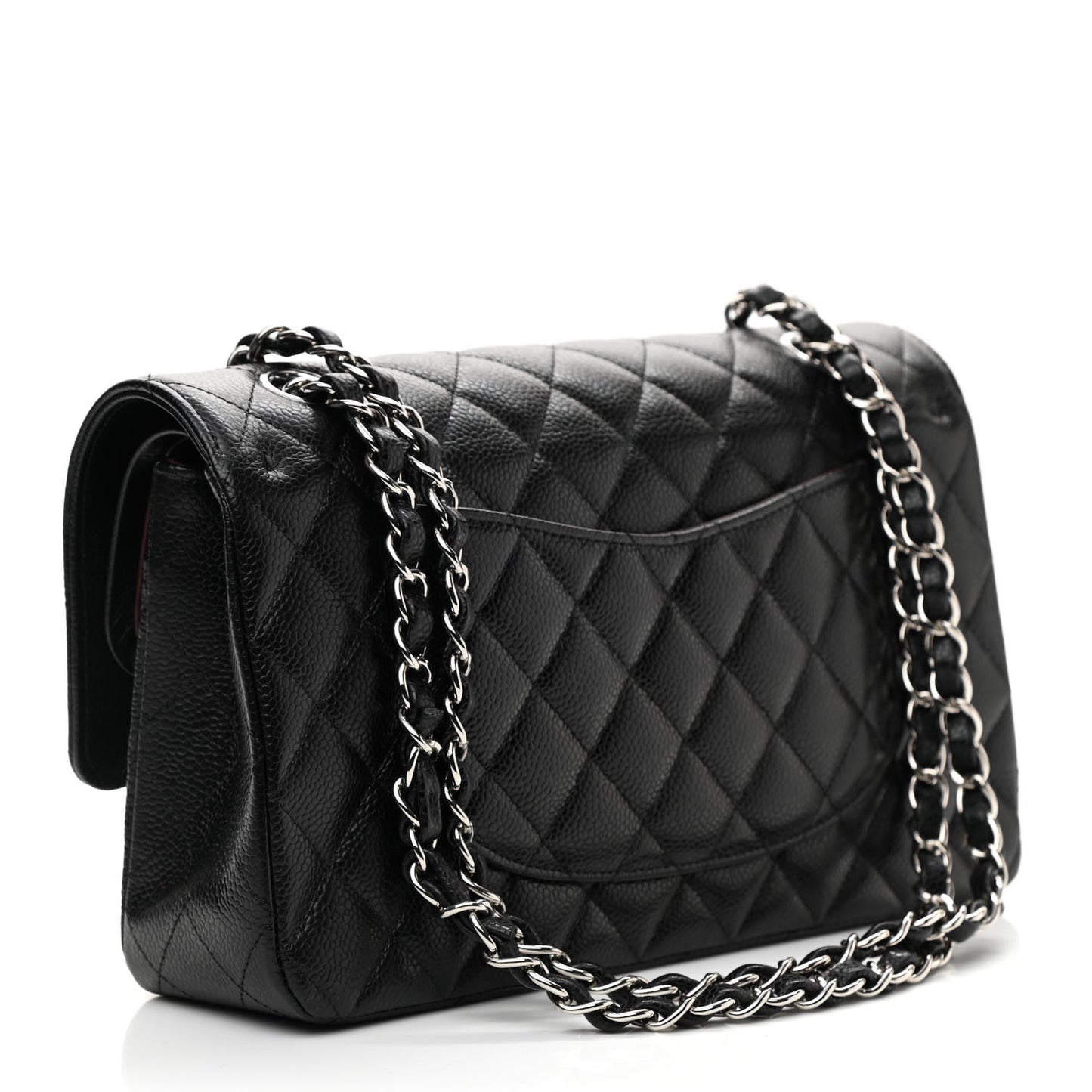 Caviar Quilted Medium Double Flap Black