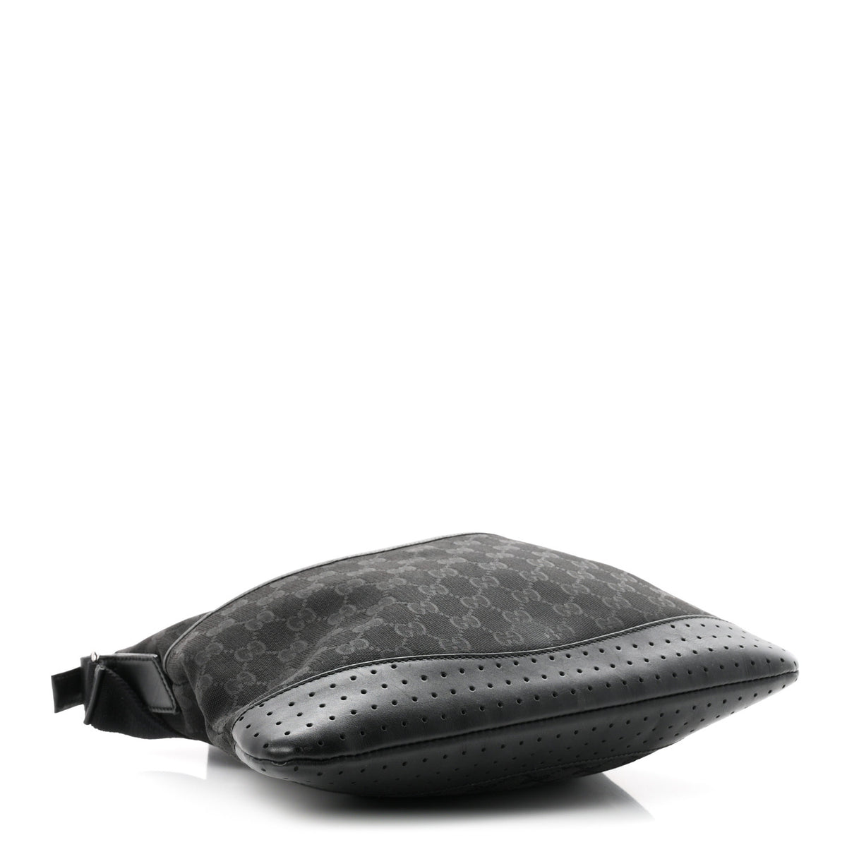 Monogram Calfskin Perforated Medium Flat Messenger Bag Black