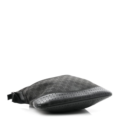Gucci Monogram Calfskin Perforated Medium Flat Messenger Bag Black 4 of 11