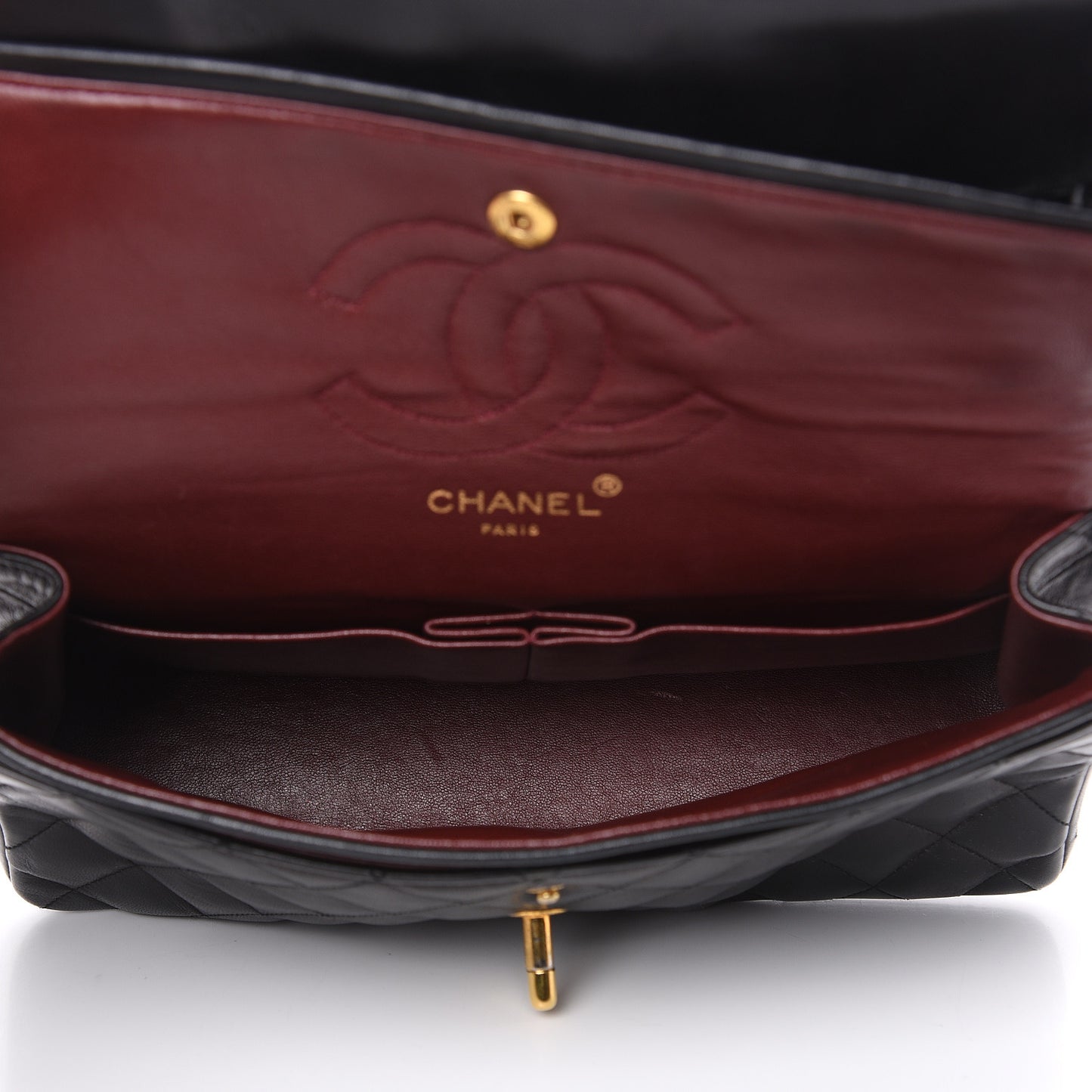 Lambskin Quilted Medium Double Flap Black