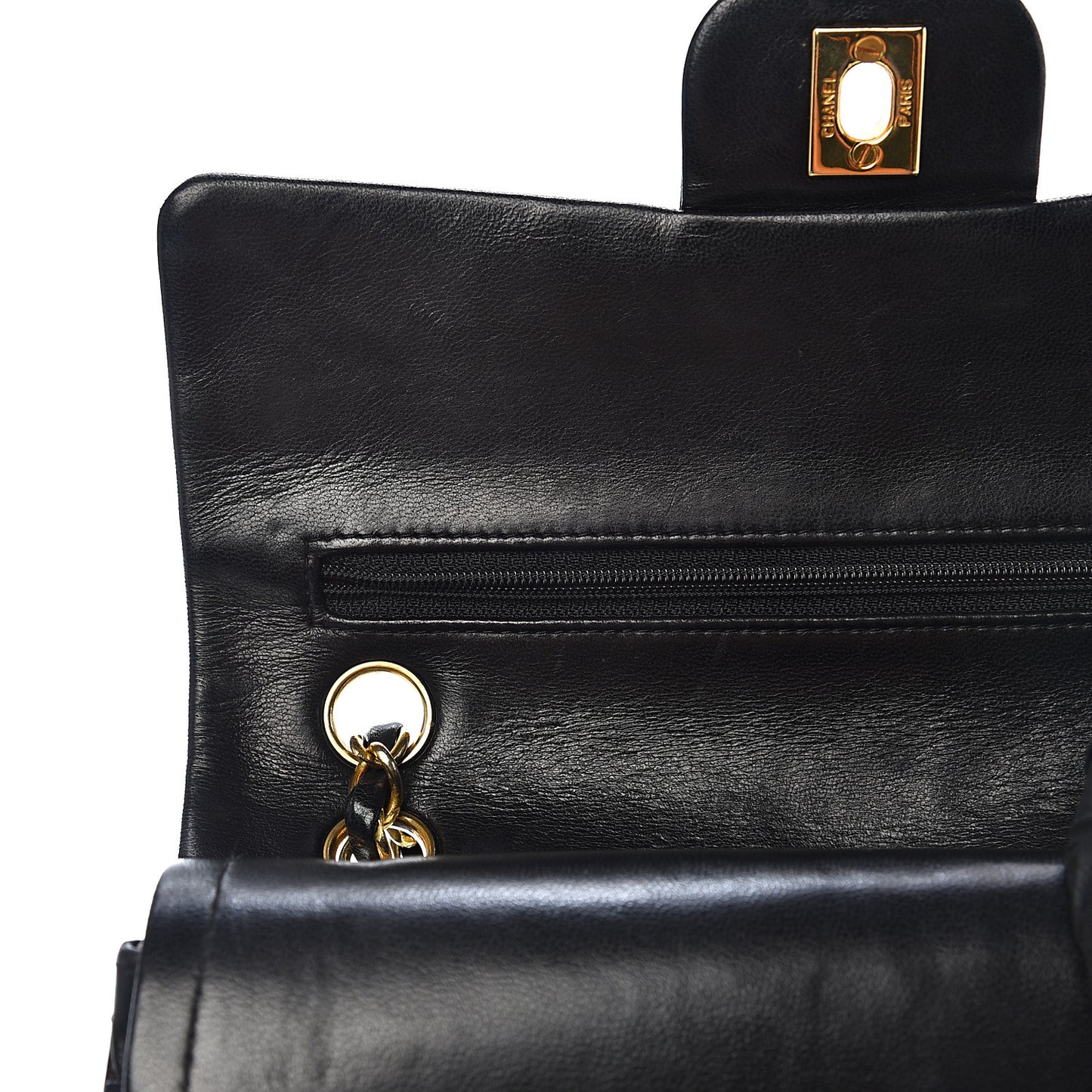 Lambskin Quilted Small Double Flap Black