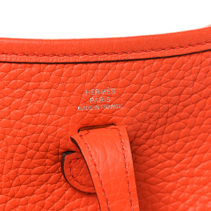 Hermes Taurillon Clemence Amazone Evelyne TPM Orange Poppy Bleu Saint Cyr 6 of 10
