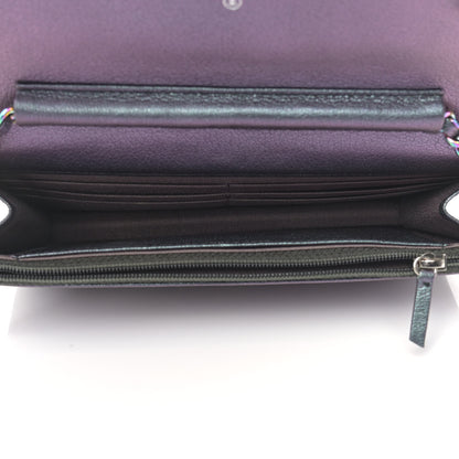 Chanel Iridescent Goatskin Quilted Wallet On Chain WOC Purple 5 of 9