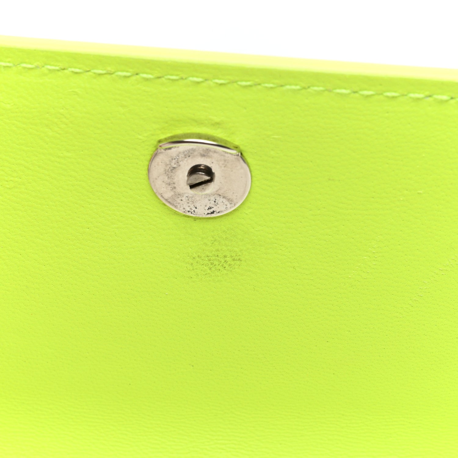 Balenciaga Extra Supple Calfskin Crocodile Embossed Gossip Wallet On Chain Fluo Yellow 10 of 10
