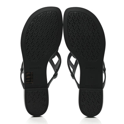 Hermes Rubber Womens Egerie Sandals 36 Black 5 of 9
