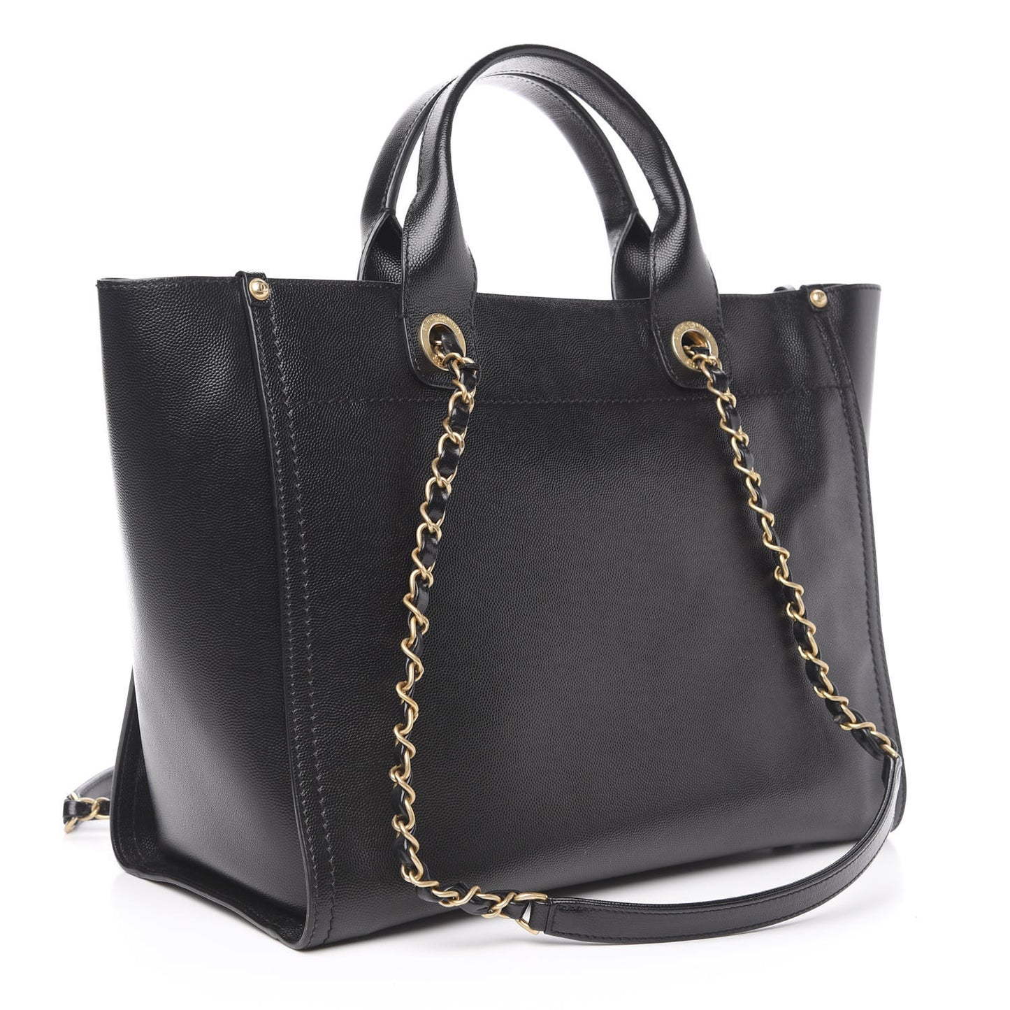 Caviar Small Studded Deauville Tote Black