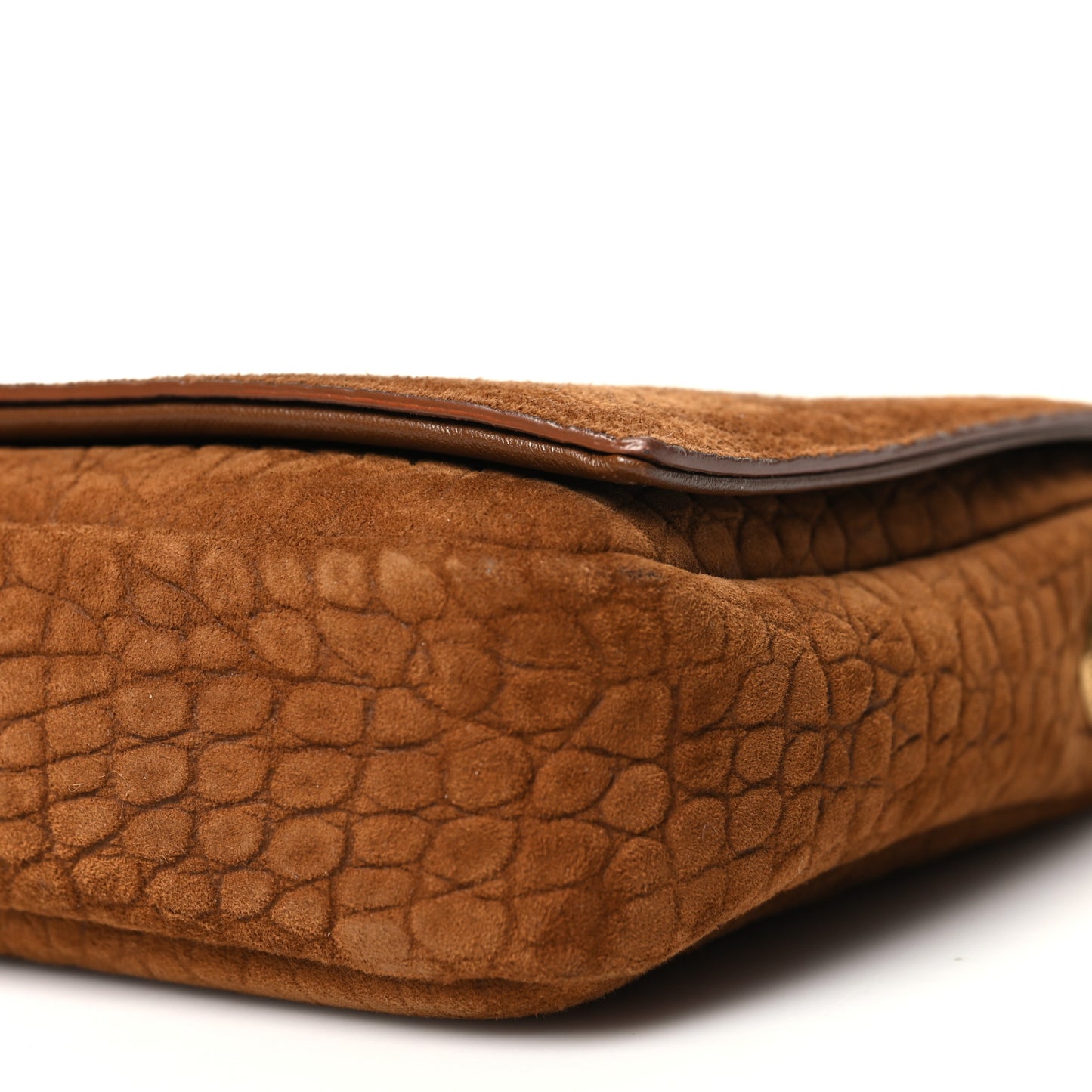 Crocodile Embossed Suede Monogram Tassel Kate 99 Tan