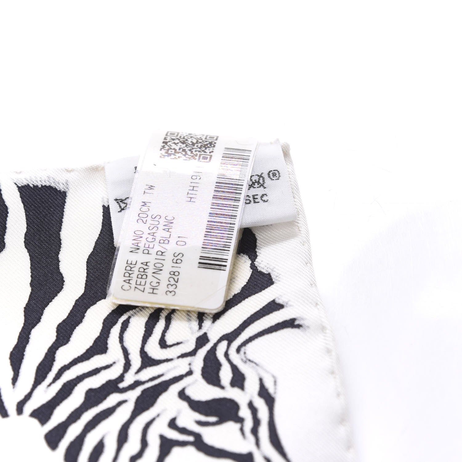 Hermes Silk Zebra Pegasus Nano Scarf 20 Black White 4 of 4