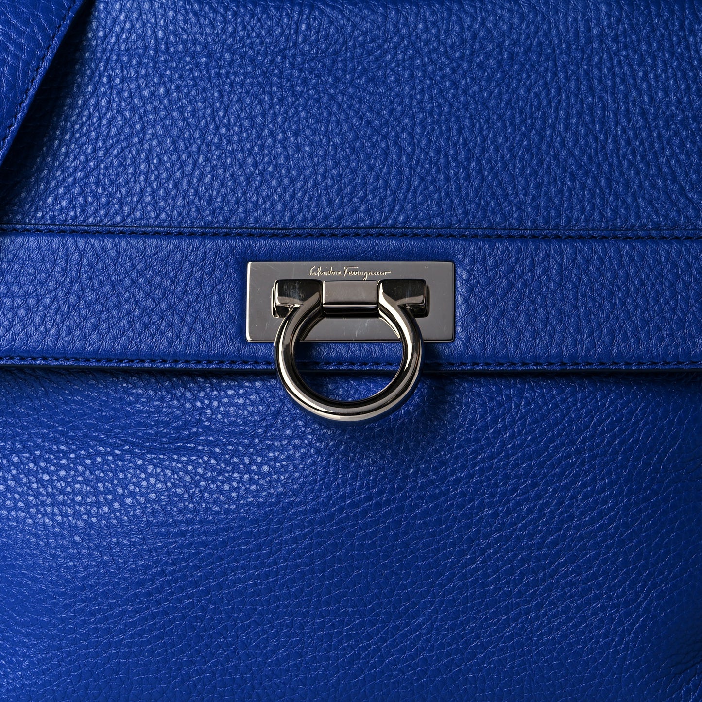Grained Calfskin Sofia Satchel Blue