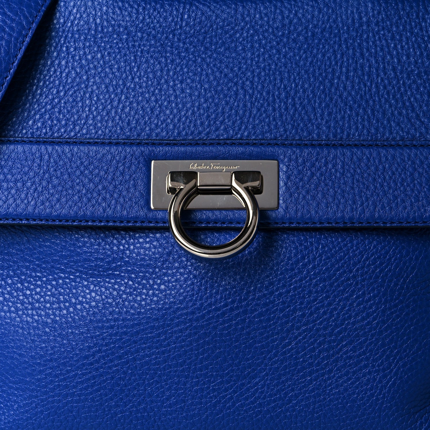 Salvatore Ferragamo Grained Calfskin Sofia Satchel Blue 8 of 10