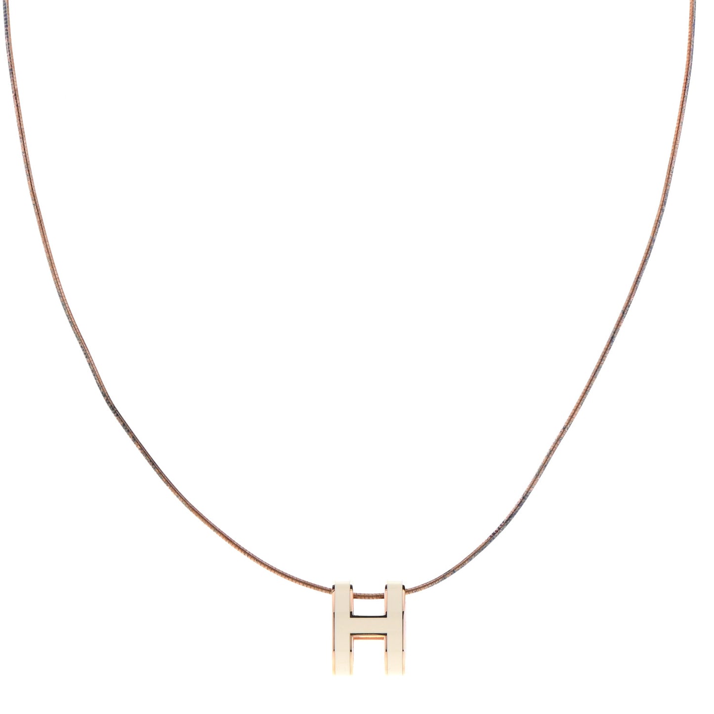 Lacquered Rose Gold Pop H Pendant Necklace White
