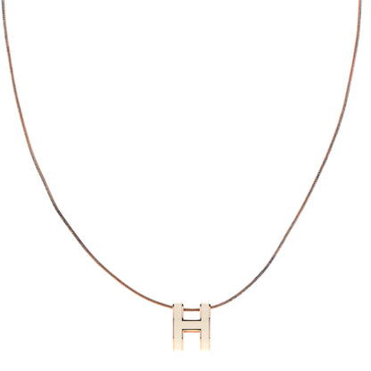 Hermes Lacquered Rose Gold Pop H Pendant Necklace White 1 of 7
