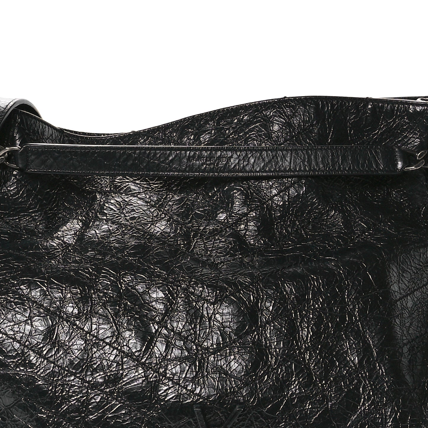 Crinkled Calfskin Matelasse Monogram Large Niki Shopper Tote Black