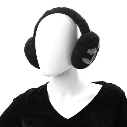 Chanel Shearling CC Ear Muffs Beige Black 2 of 5