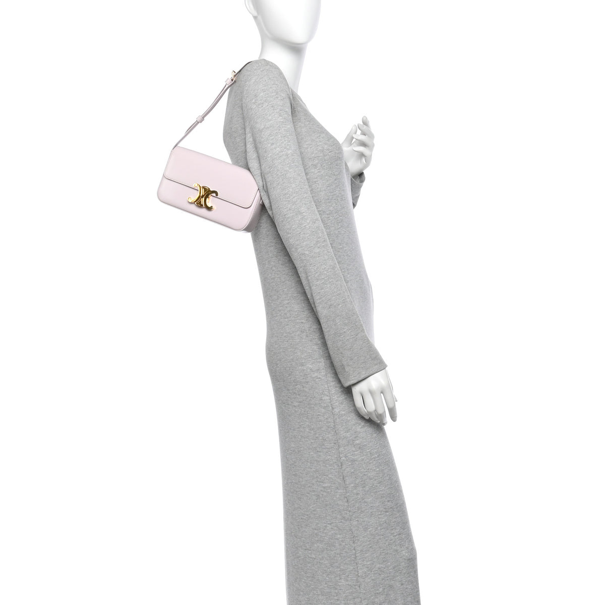 Shiny Calfskin Triomphe Shoulder Bag Peony