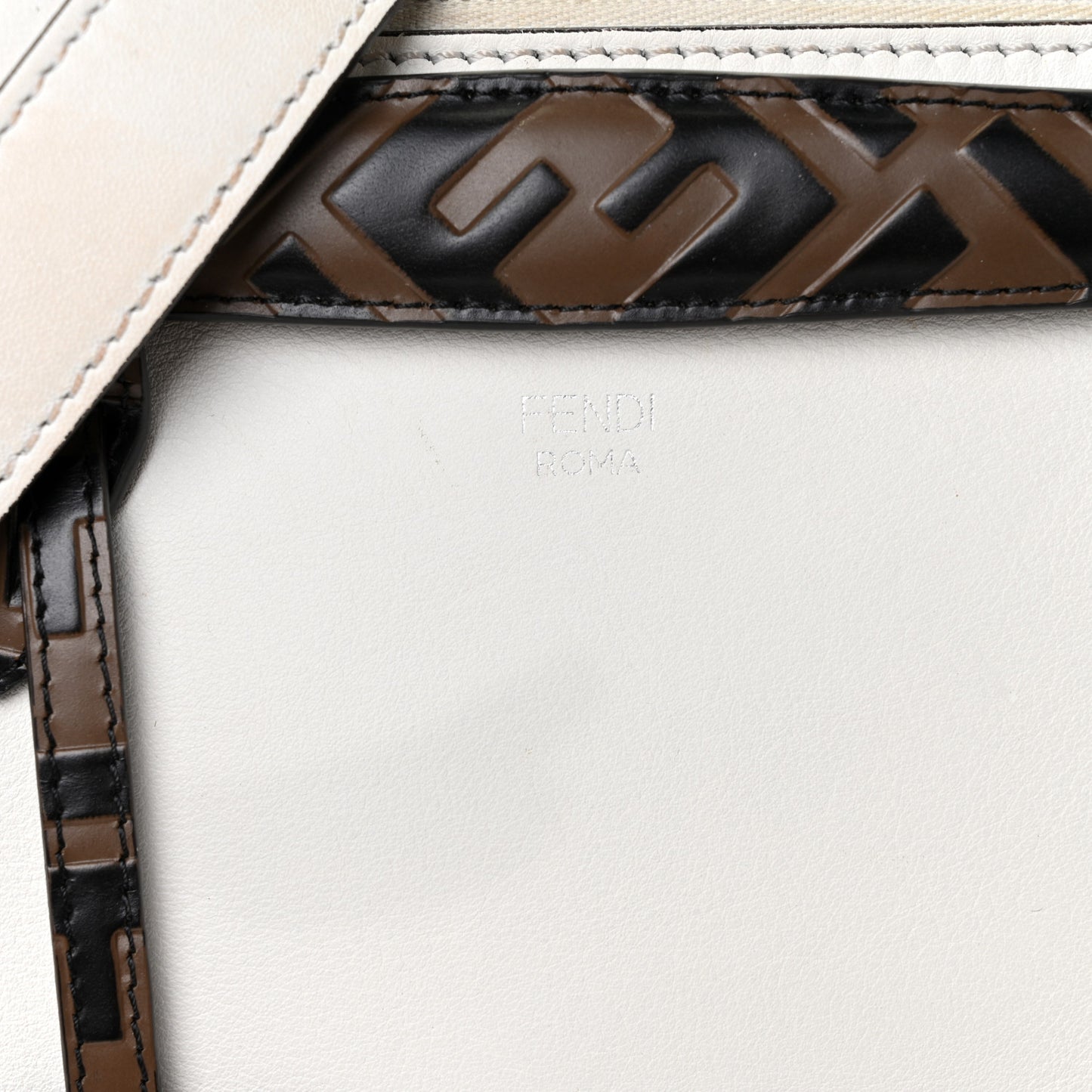 Vitello Dolce Bi-Color FF 1974 Embossed Medium By The Way Boston Bag White Ice Maya Black