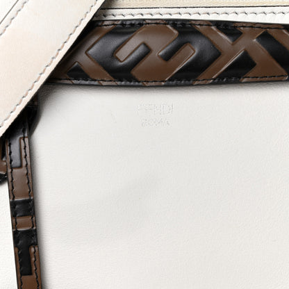 Fendi Vitello Dolce Bi-Color FF 1974 Embossed Medium By The Way Boston Bag White Ice Maya Black 7 of 13