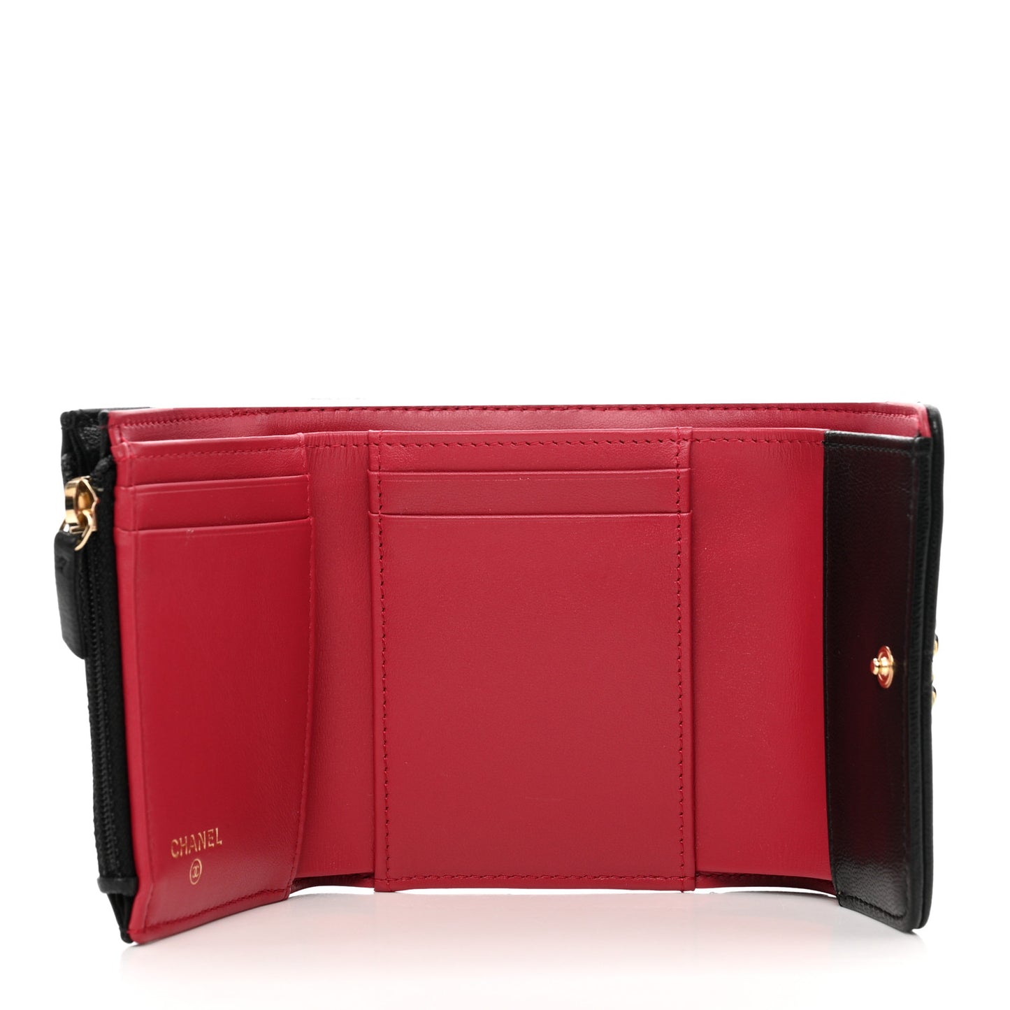 Goatskin Quilted Chanel 19 Small Flap Wallet Black