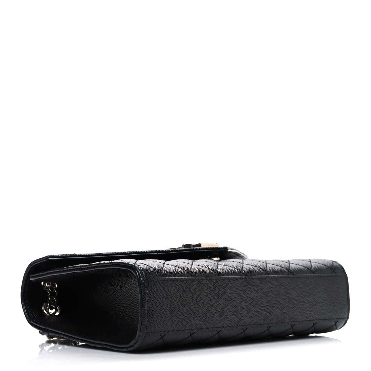 Saint Laurent Grain De Poudre Textured Mixed Matelasse Triquilt Medium Monogram Satchel Black 4 of 10