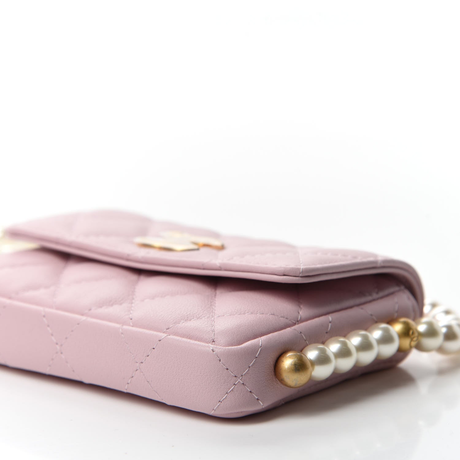 Chanel Calfskin Quilted About Pearls Card Holder Flap With Chain Light Pink 7 of 12