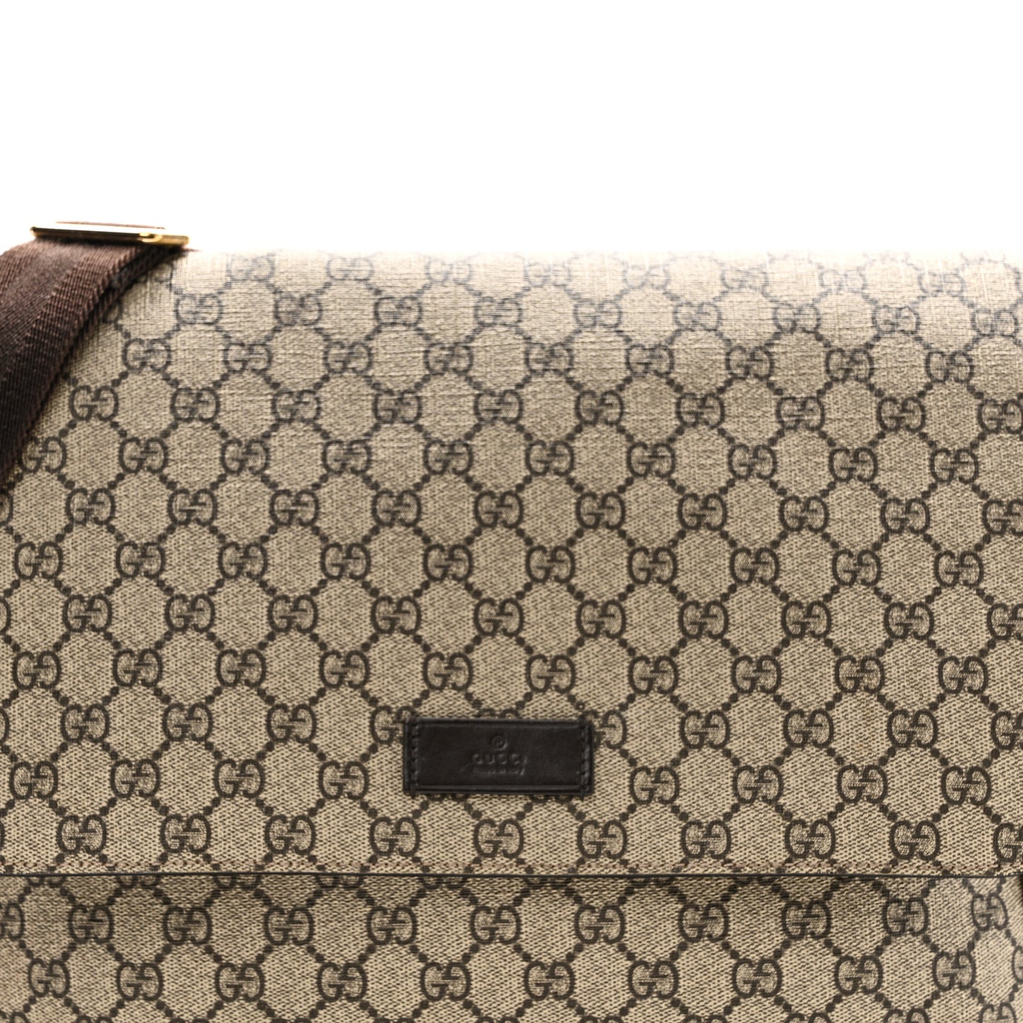 GG Plus Monogram Messenger Diaper Bag Dark Brown