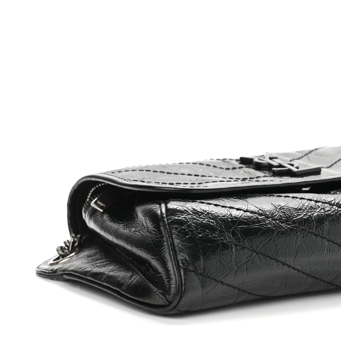 Crinkled Calfskin Matelasse Monogram Niki Body Bag Black