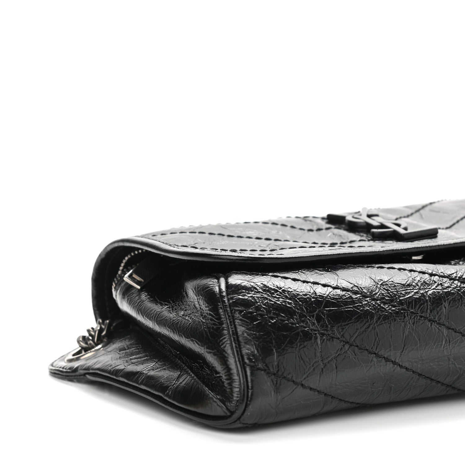 Saint Laurent Crinkled Calfskin Matelasse Monogram Niki Body Bag Black 10 of 11