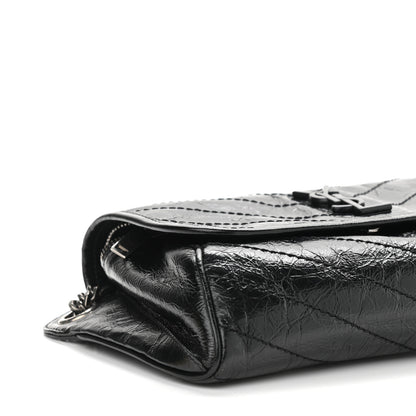Saint Laurent Crinkled Calfskin Matelasse Monogram Niki Body Bag Black 10 of 11