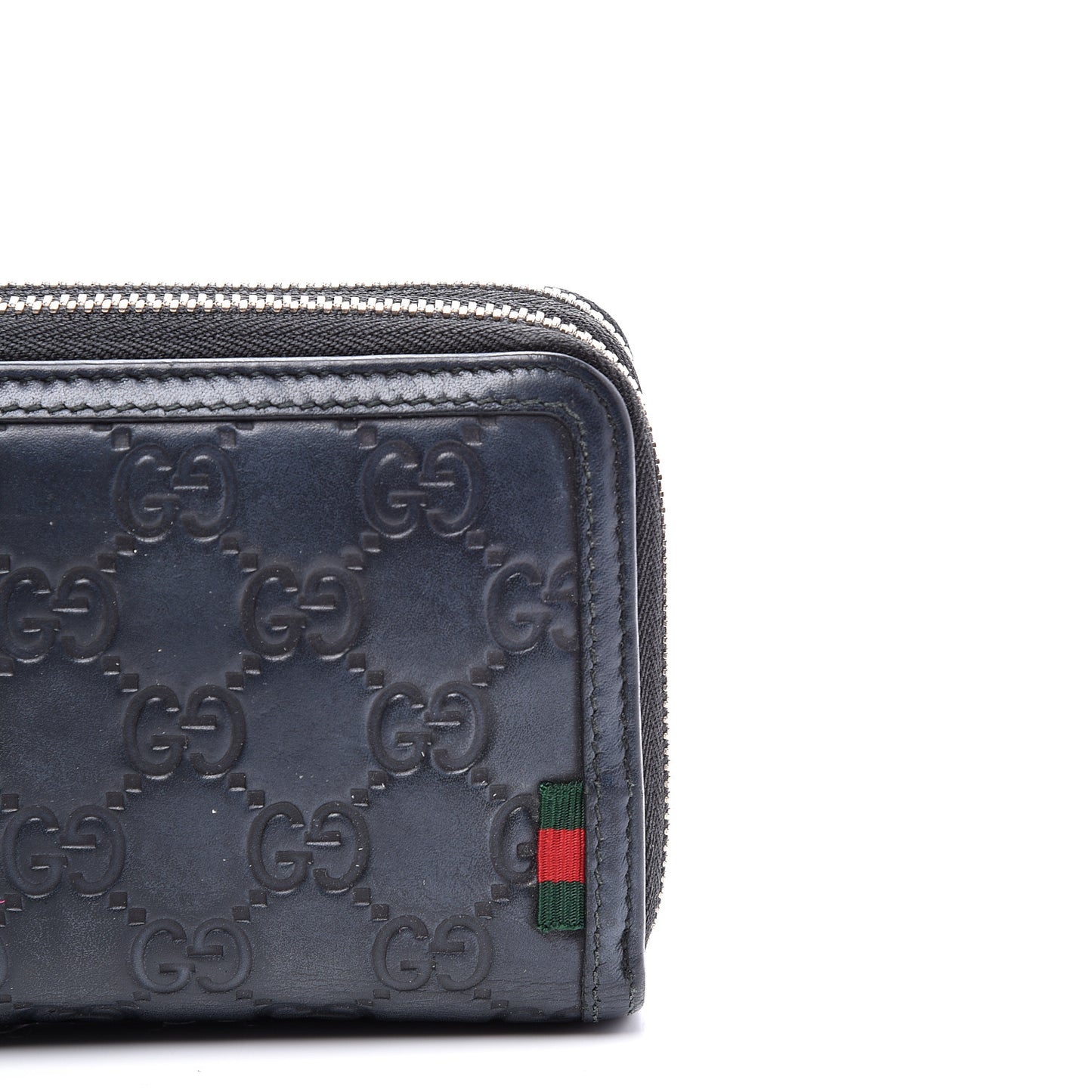 Guccissima Large Double Zip Around Wallet Black