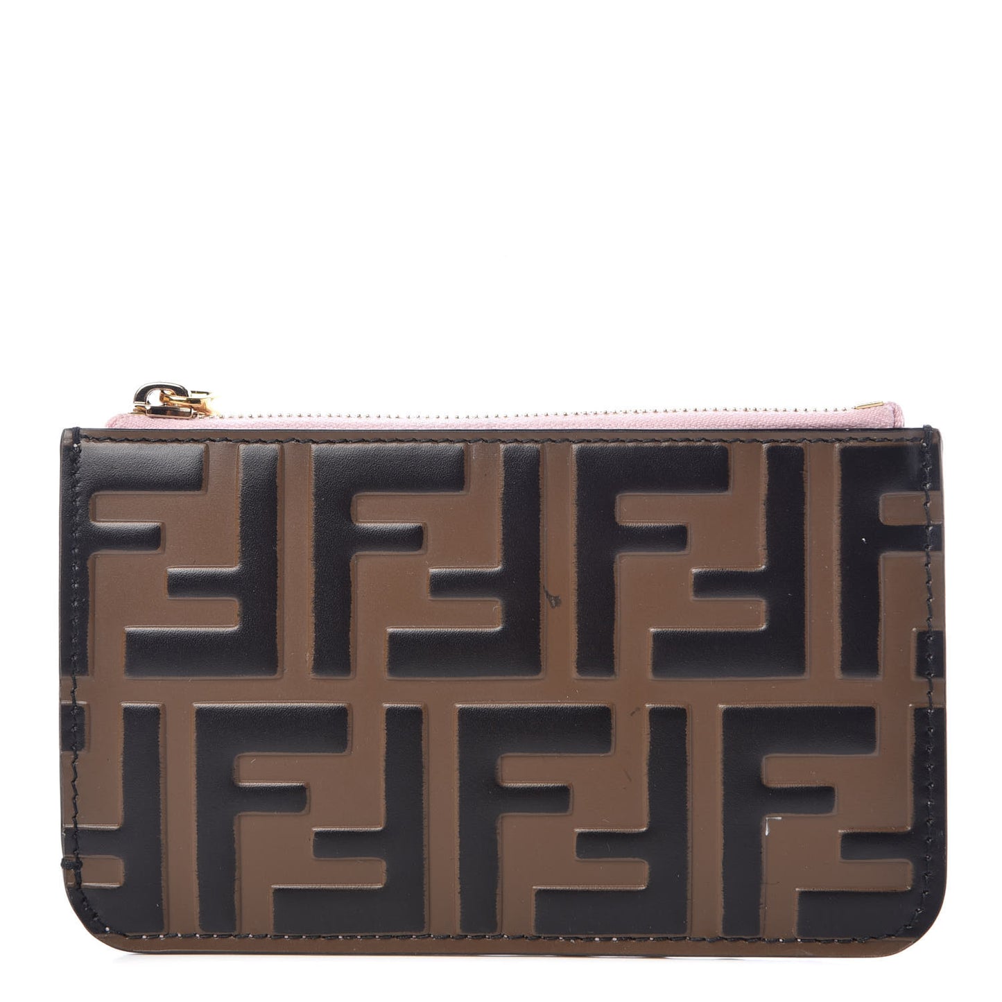 Vitello Cruise F is Fendi Bi-Color FF 1974 Embossed Key Case Pouch Maya Black Peonia