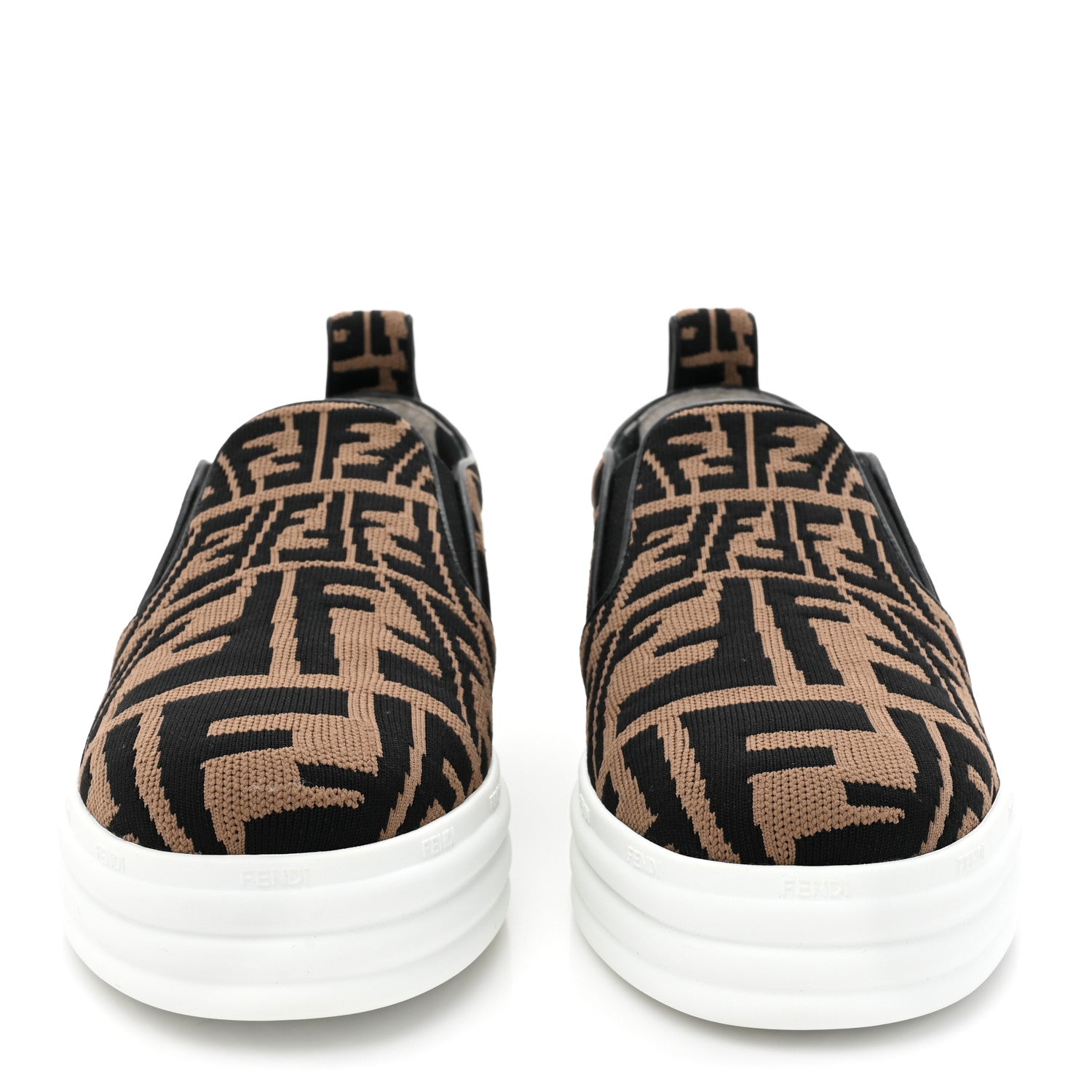 Fendi X SARA COLEMAN Canvas FF Vertigo Embroidered Womens Rise Slip On Sneakers 36 Tobacco Black 2 of 10