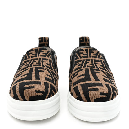 Fendi X SARA COLEMAN Canvas FF Vertigo Embroidered Womens Rise Slip On Sneakers 36 Tobacco Black 2 of 10