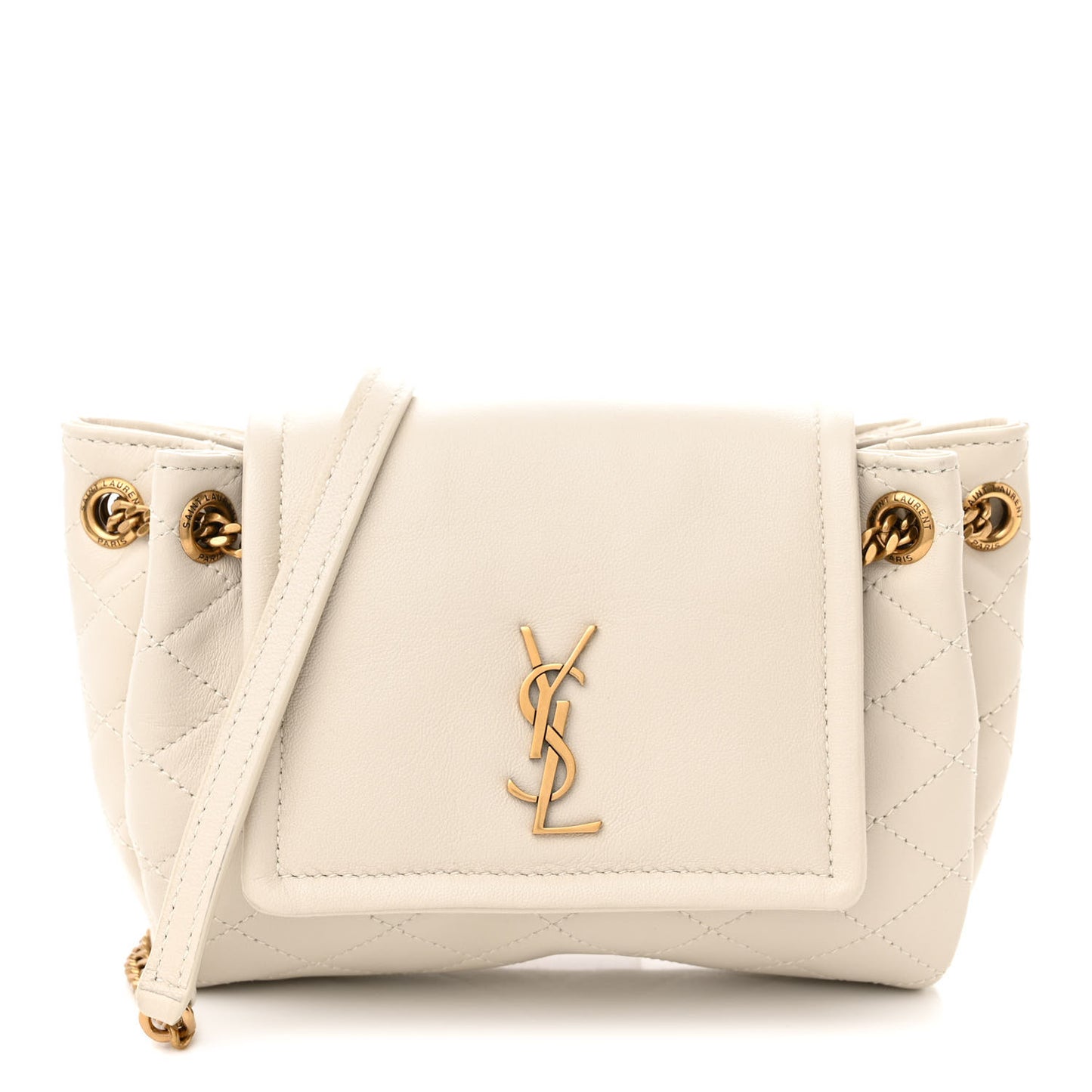 Lambskin Quilted Monogram Mini Nolita Blanc Vintage