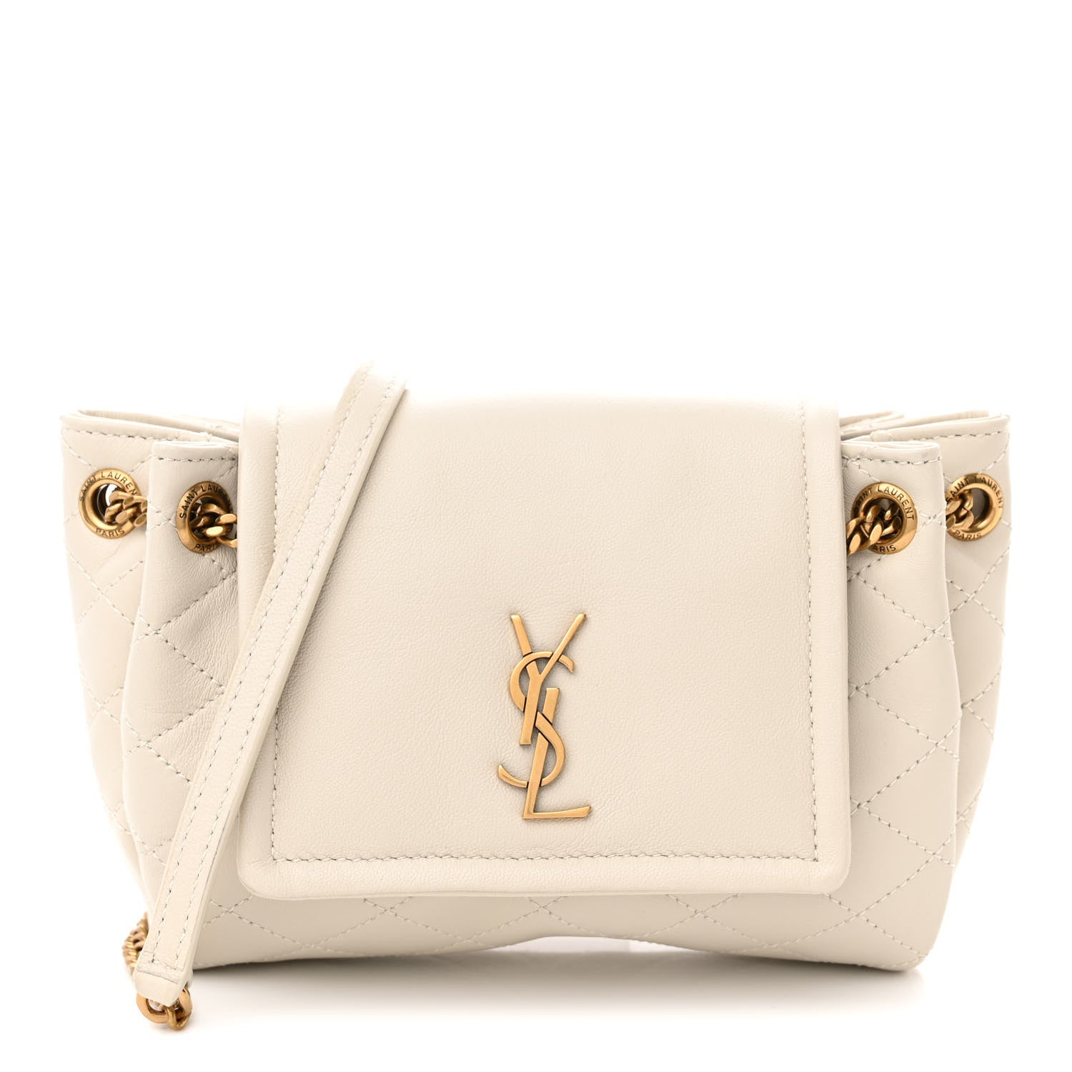 Saint Laurent Lambskin Quilted Monogram Mini Nolita Blanc Vintage 1 of 11