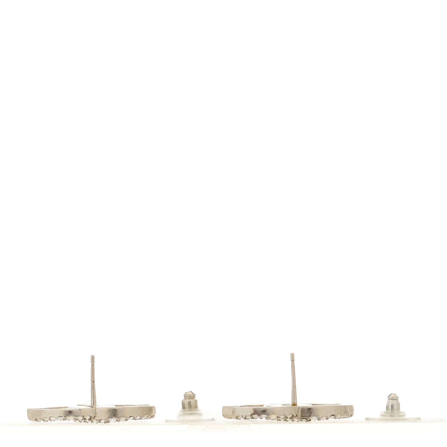 Chanel Crystal Large CC Earrings Silver 3 of 5