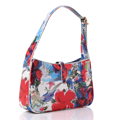 Saint Laurent Smooth Calfskin Flowers Print Le 5 A 7 Hobo White 2 of 8
