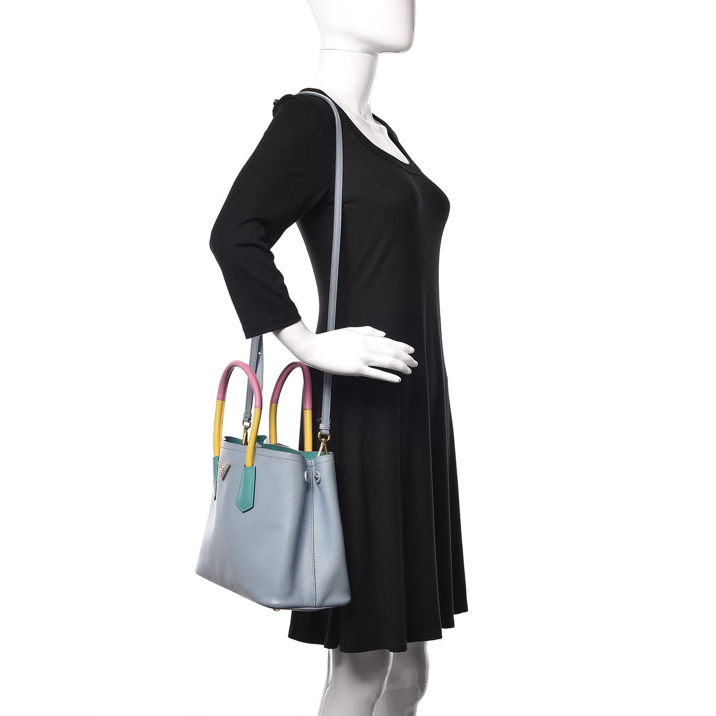 Saffiano Cuir Small Double Bag Astrale Giada Multicolor