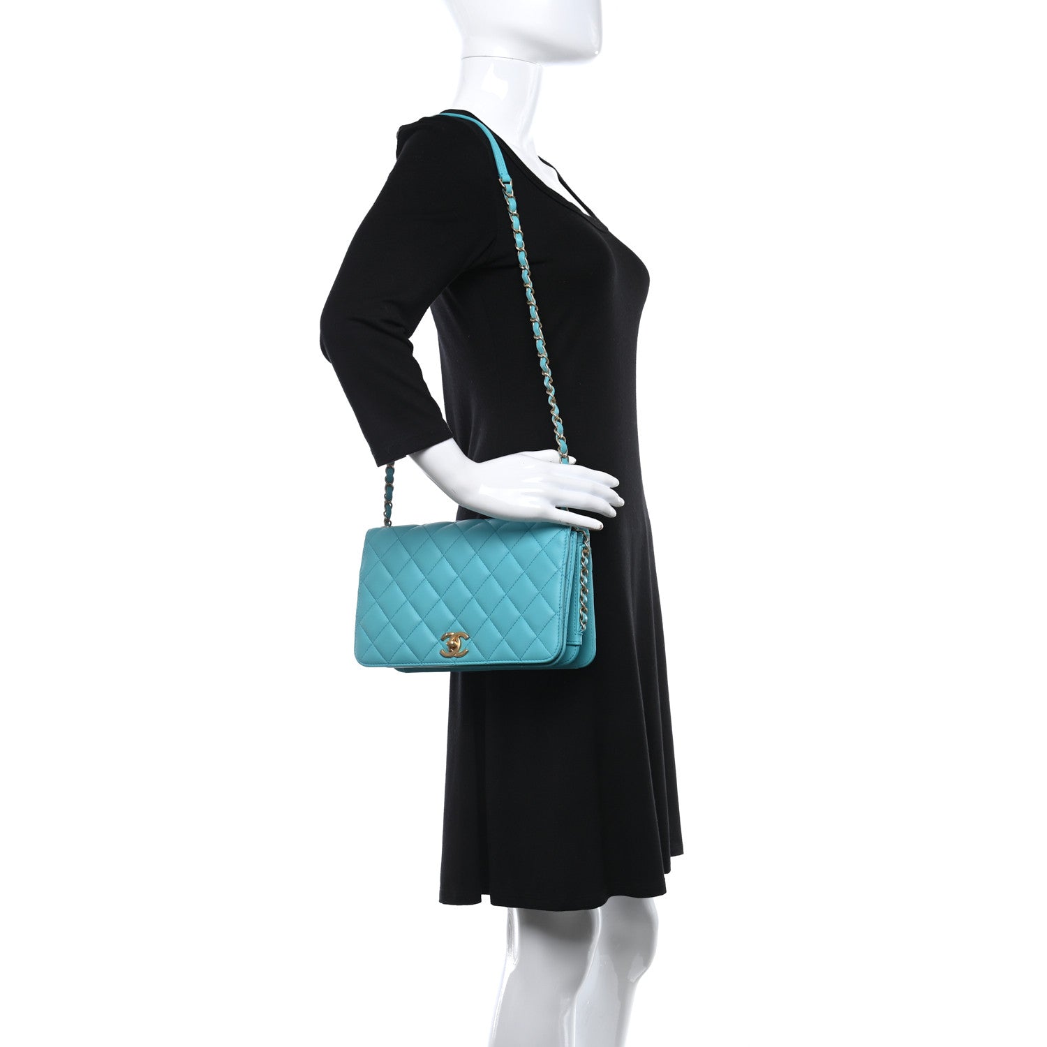 Chanel Calfskin Quilted Medium Everyday Chic Single Flap Turquoise 3 of 10