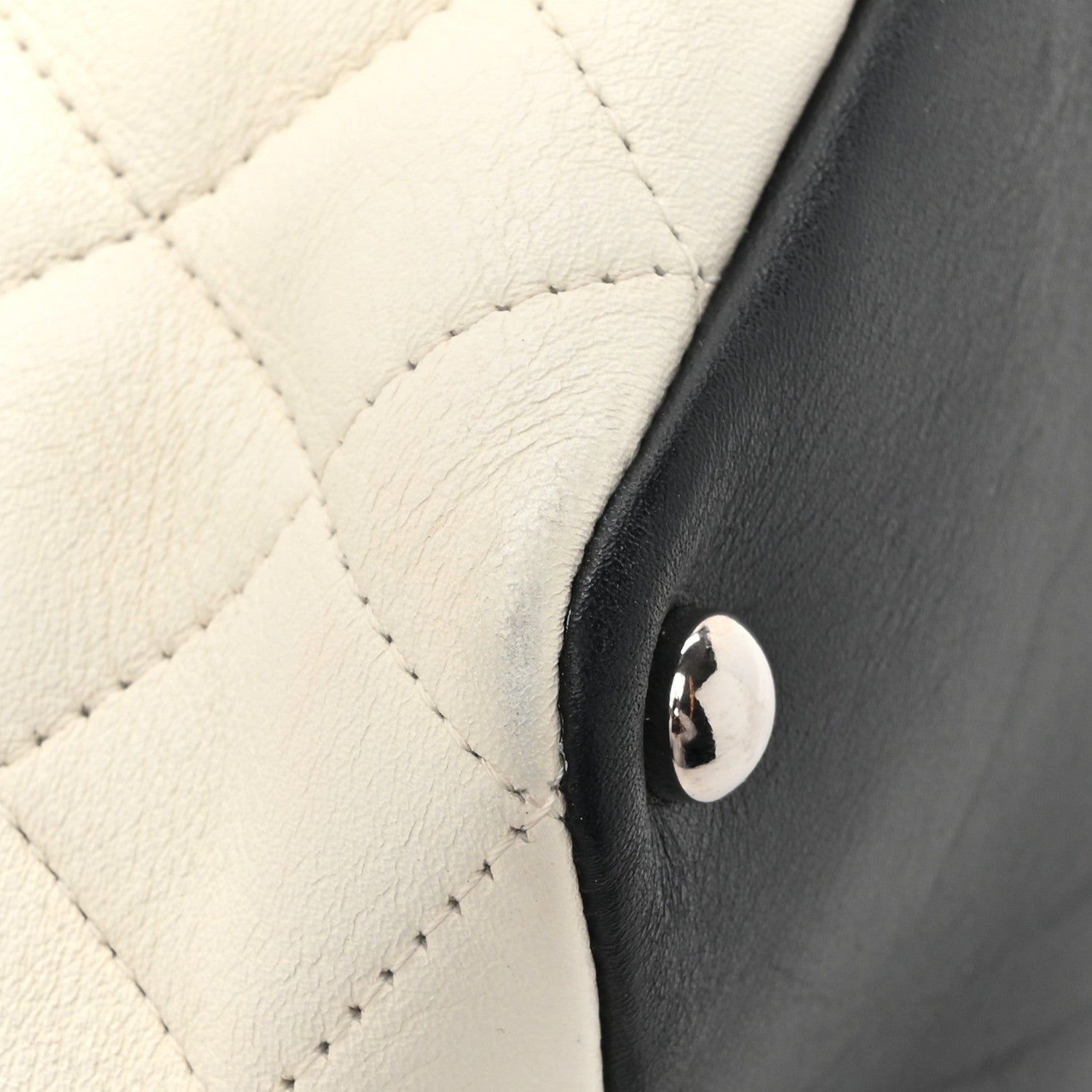 Chanel Calfskin Quilted Medium Cambon Tote White Black 11 of 17