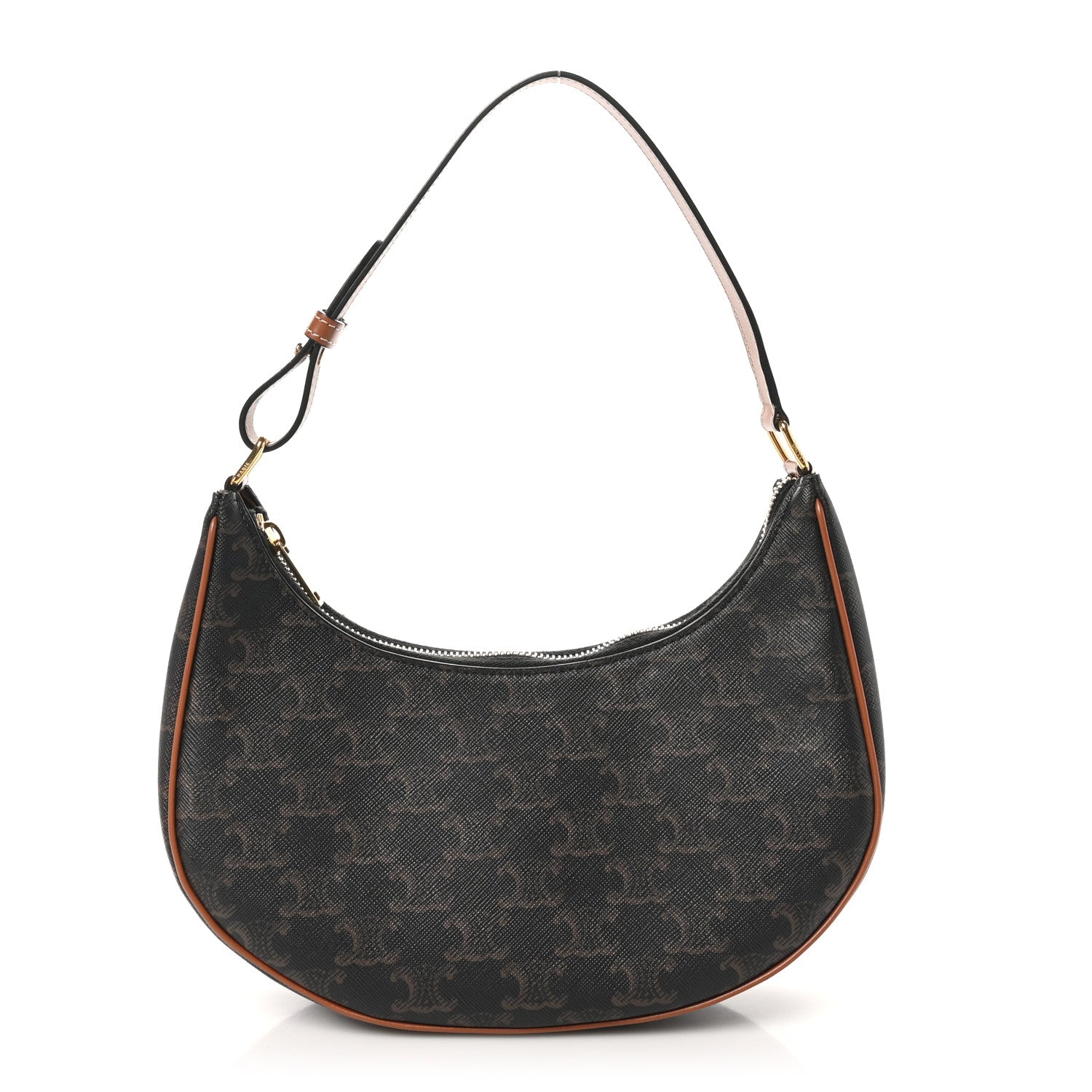 Celine Triomphe Canvas Calfskin Ava Shoulder Bag Tan 1 of 10