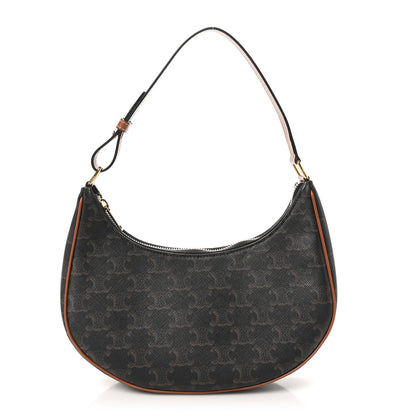 Celine Triomphe Canvas Calfskin Ava Shoulder Bag Tan 1 of 10