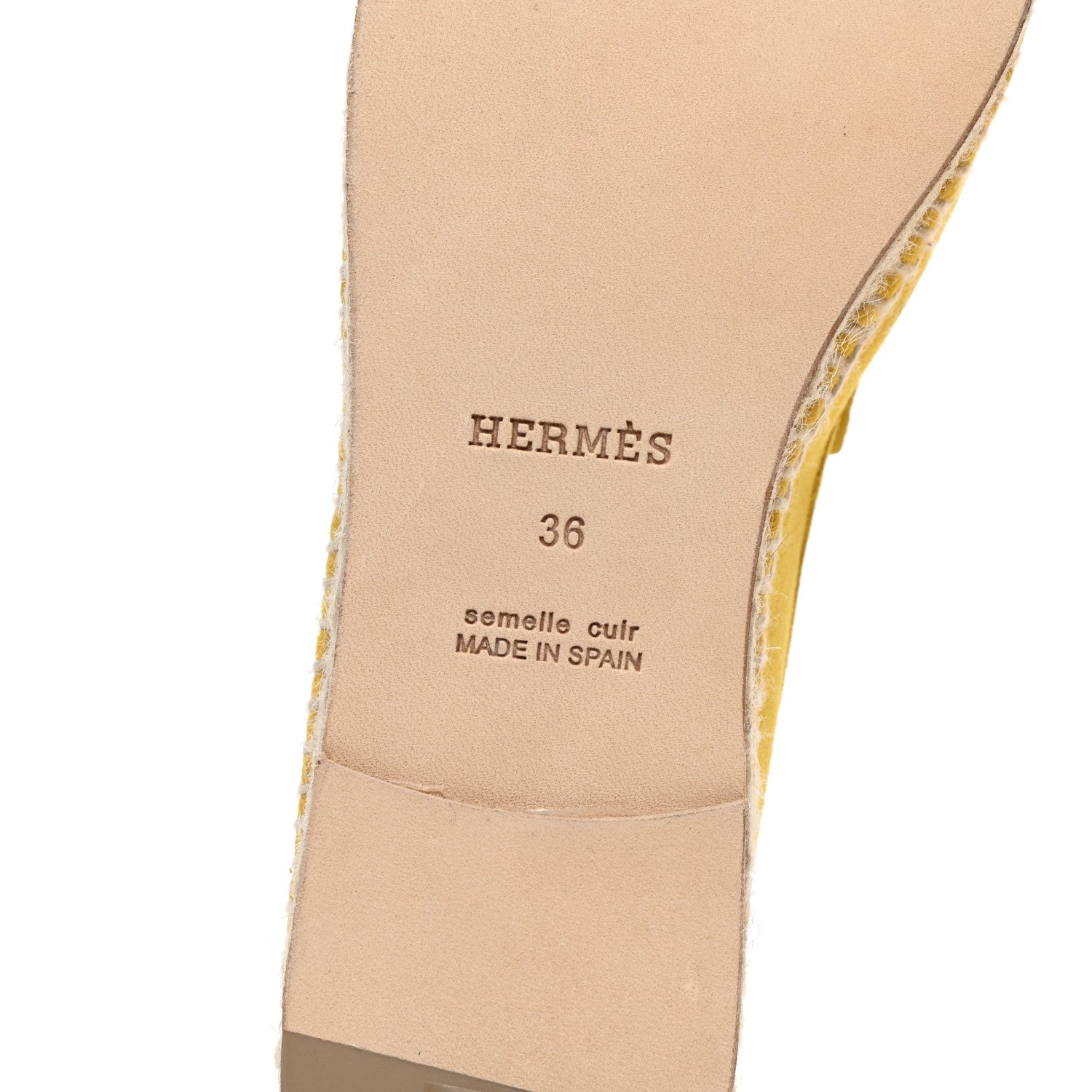 Hermes Suede Goatskin Womens Trip Espadrilles 36 Jaune Citron 6 of 8