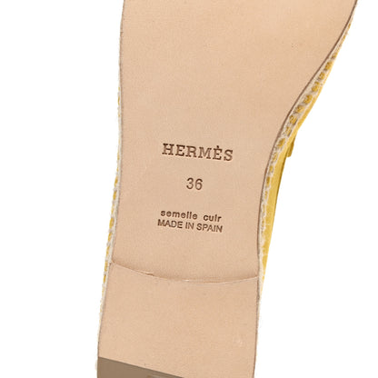 Hermes Suede Goatskin Womens Trip Espadrilles 36 Jaune Citron 6 of 8