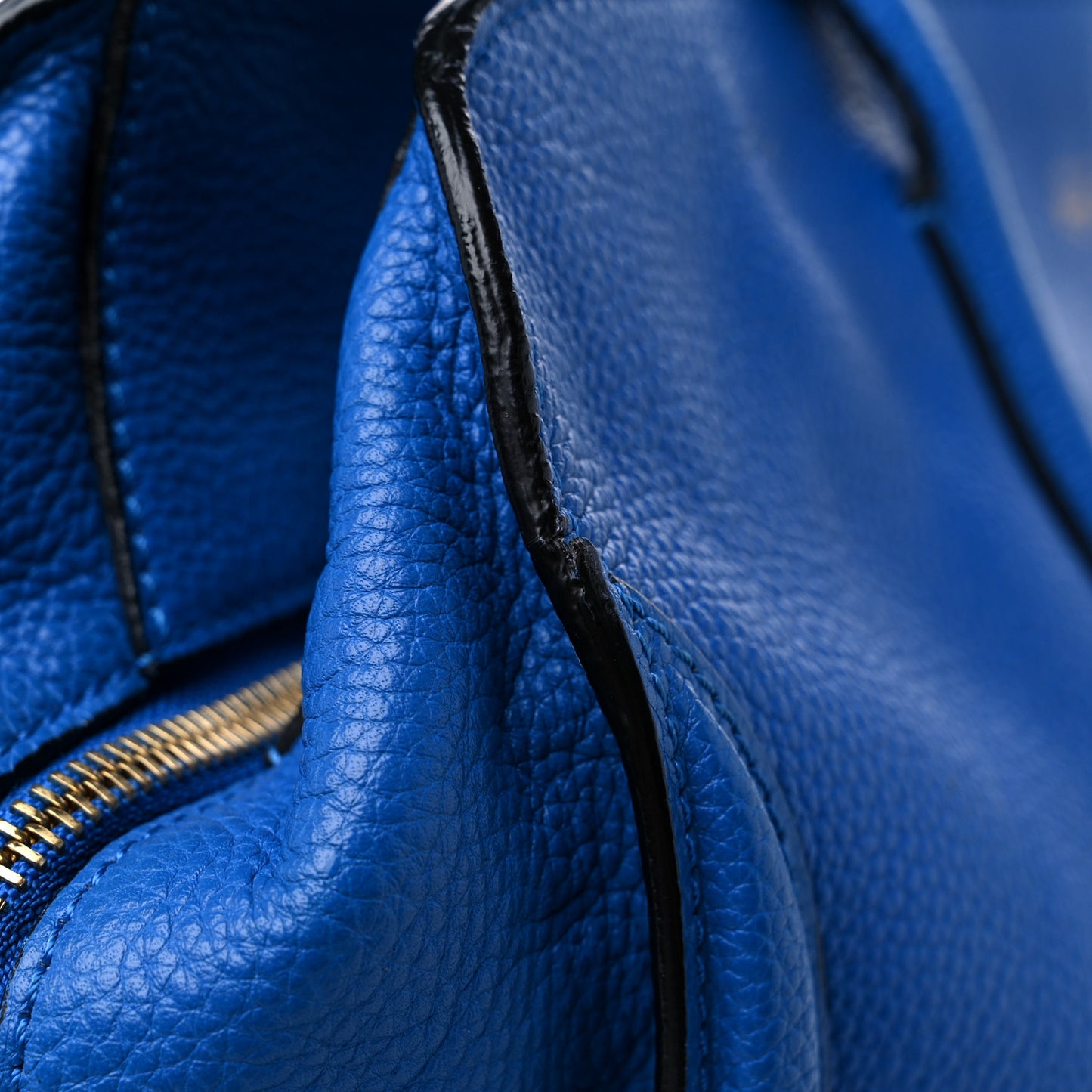 Pebbled Calfskin Large Skull Padlock Zip Around Tote Cobalt