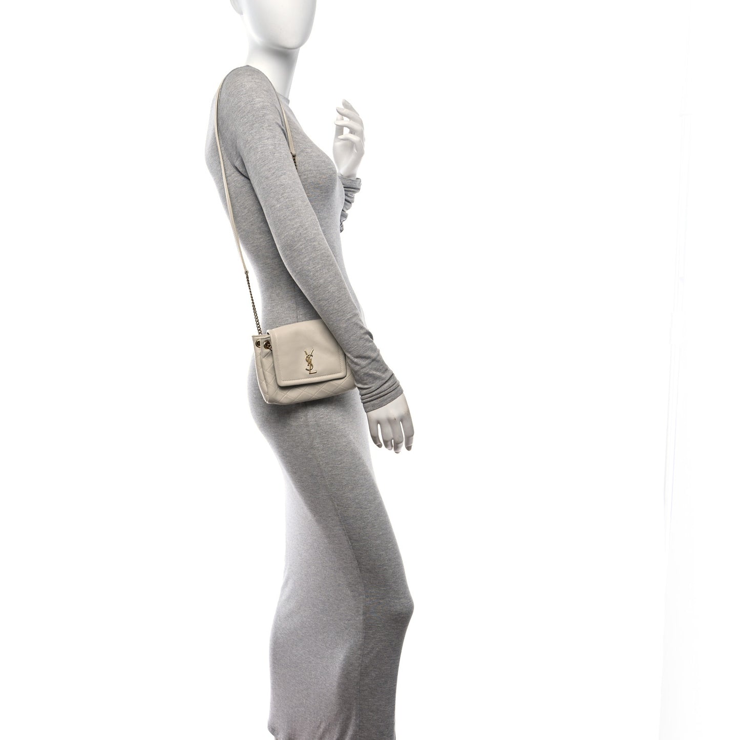 Lambskin Quilted Monogram Mini Nolita Blanc Vintage