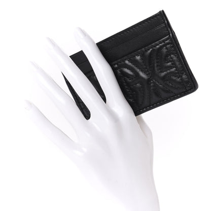 Gucci Calfskin G Rhombus Quilted Card Holder Black 2 of 9