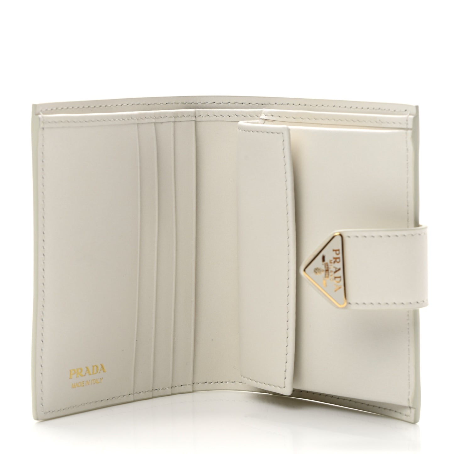 Saffiano Small Triangle Wallet White